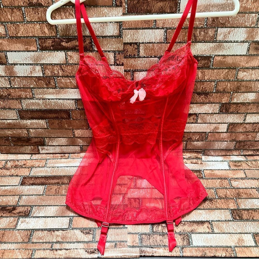 Victorias Secret Red Lace Corset 36B